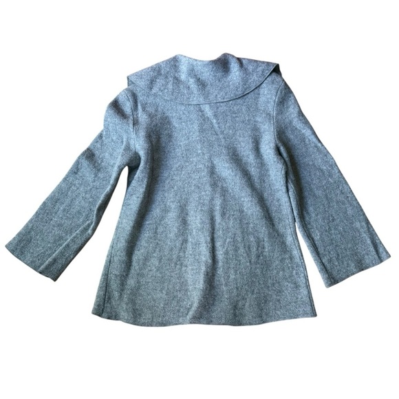 Amoxe 100% Wool Gray Coat L Timeless Peter Pan Collar Elegant Warm Outerwear - Picture 8 of 11